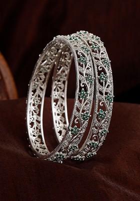 Silver Studded Rhodium Plated Bangles And Bracelets