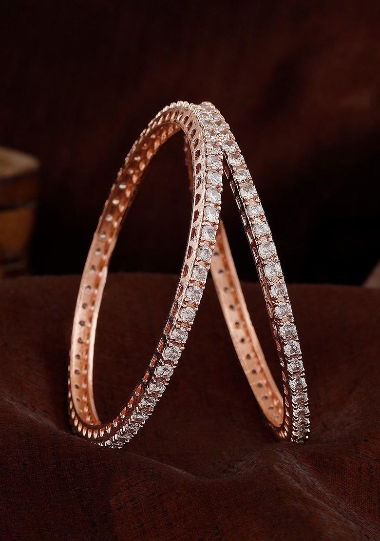 White Studded Gold Plated Bangles And Bracelets
