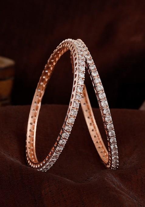 White Studded Gold Plated Bangles And Bracelets