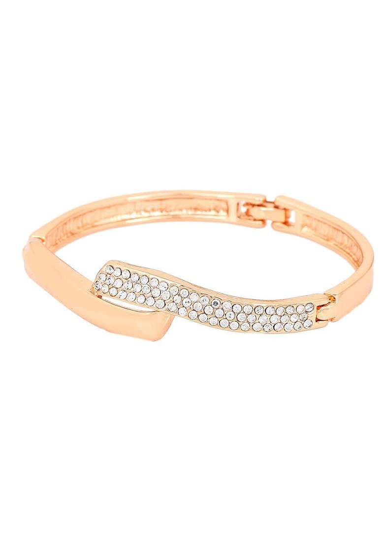Rose Gold Studded Gold Plated Bangles And Bracelets - Indya