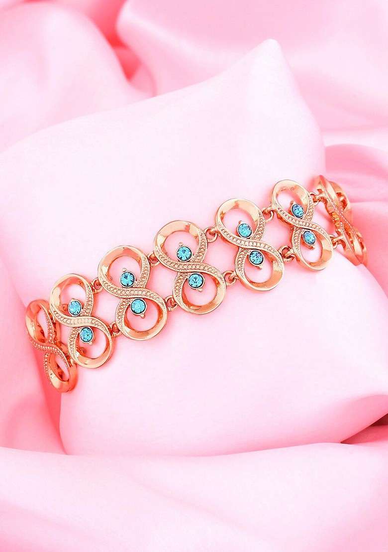 Rose Gold Studded Gold Plated Bangles And Bracelets - Indya