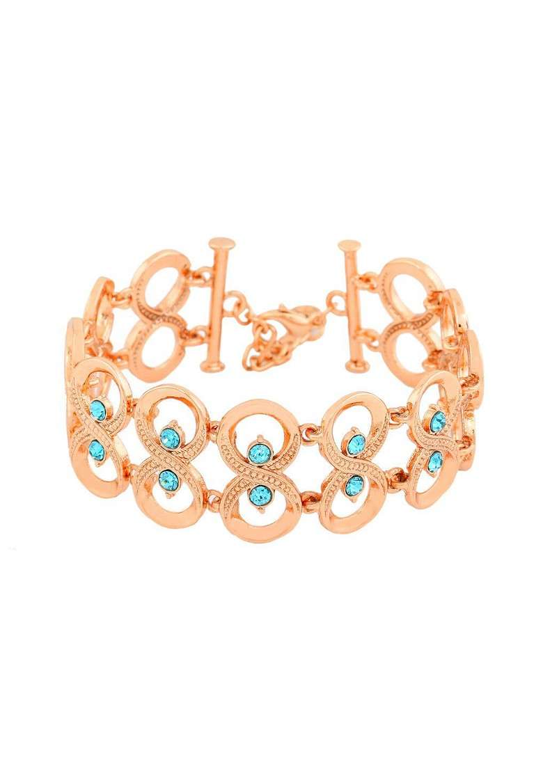 Rose Gold Studded Gold Plated Bangles And Bracelets - Indya