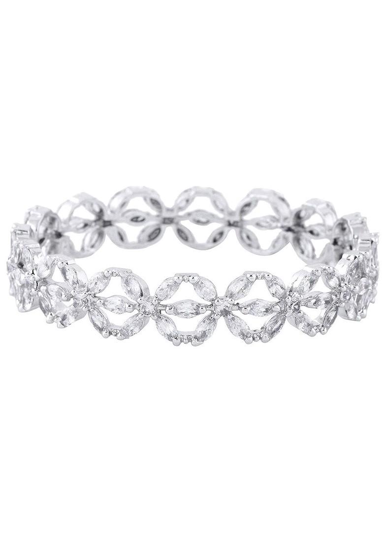 Silver Studded Rhodium Plated Bangles And Bracelets