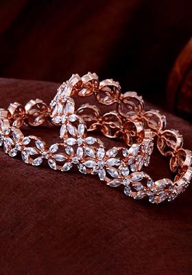 Rose Gold Studded Gold Plated Bangles And Bracelets