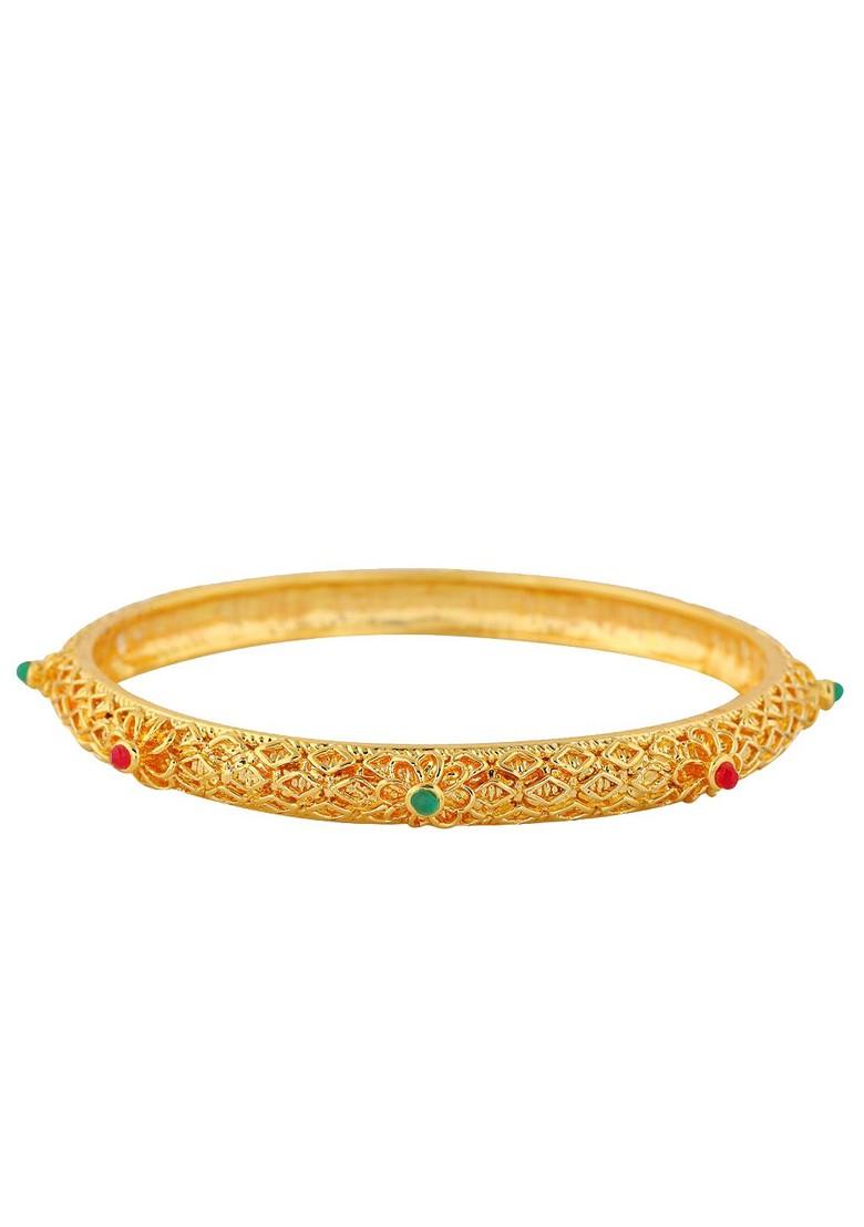 Green Studded Gold Plated Bangles And Bracelets