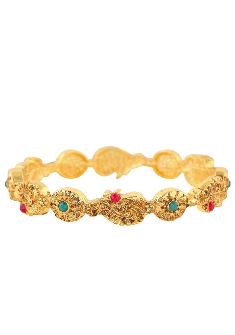 Green Studded Gold Plated Bangles And Bracelets