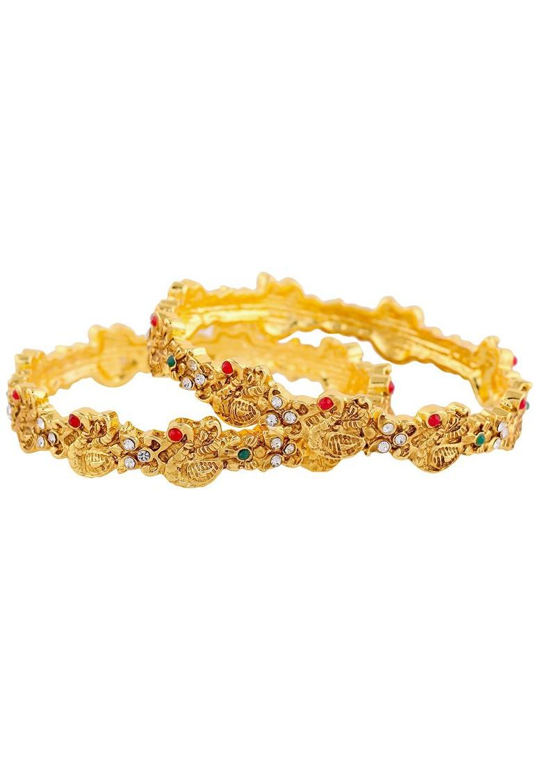 Green Studded Gold Plated Bangles And Bracelets