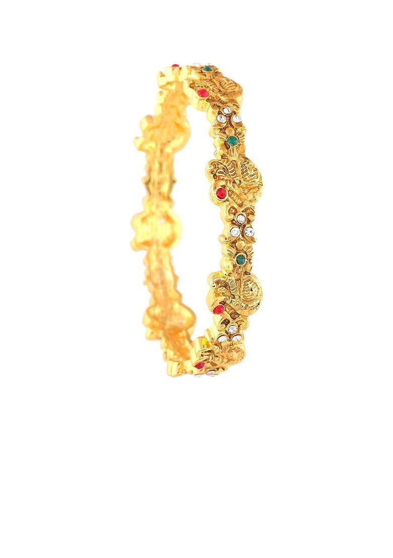 Green Studded Gold Plated Bangles And Bracelets