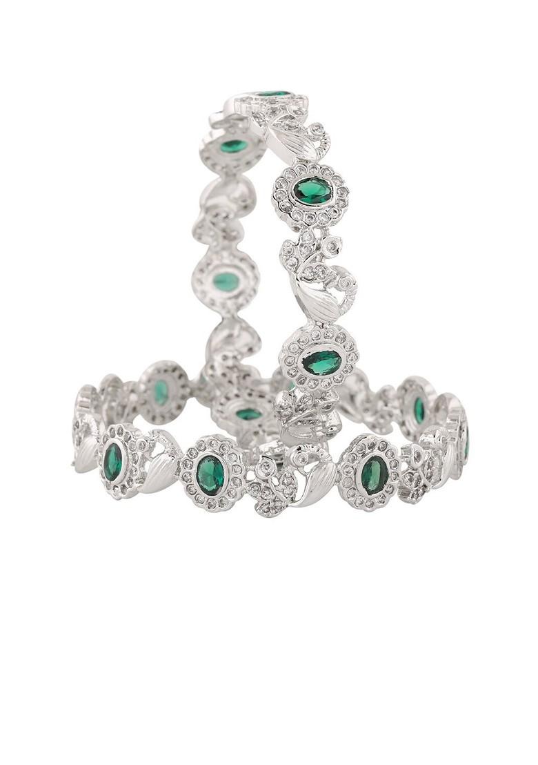 Silver Studded Rhodium Plated Bangles And Bracelets