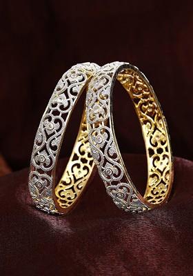 White Studded Gold Plated Bangles And Bracelets