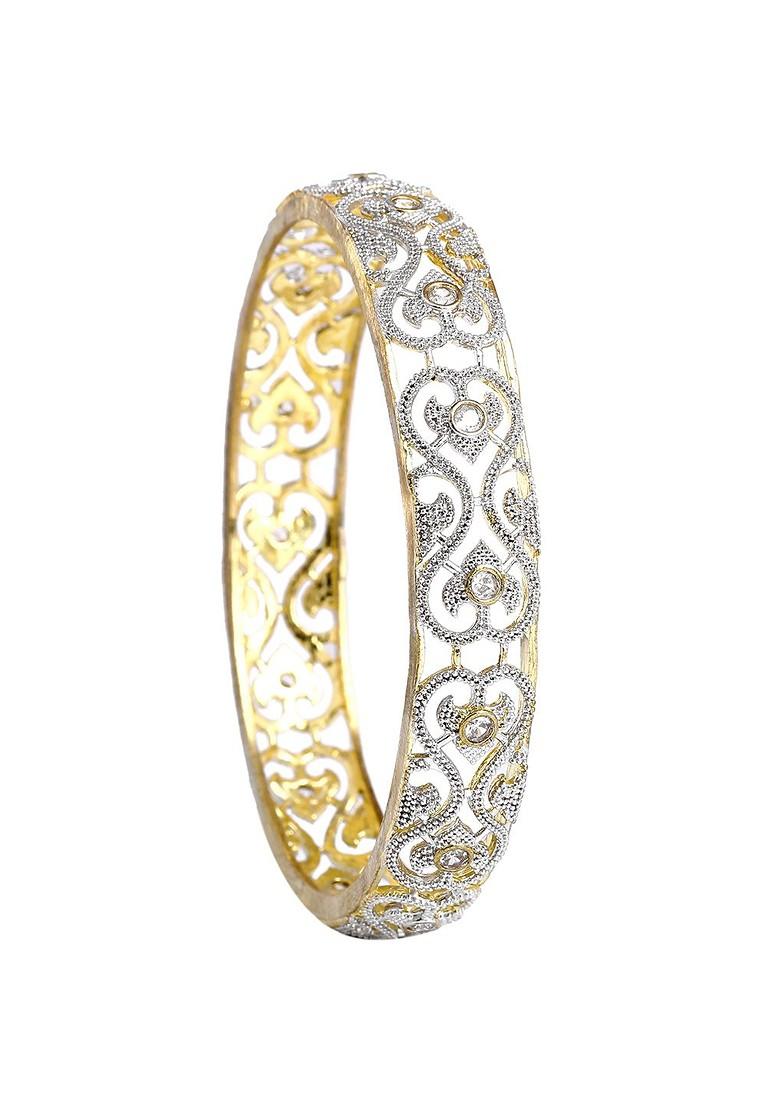 White Studded Gold Plated Bangles And Bracelets