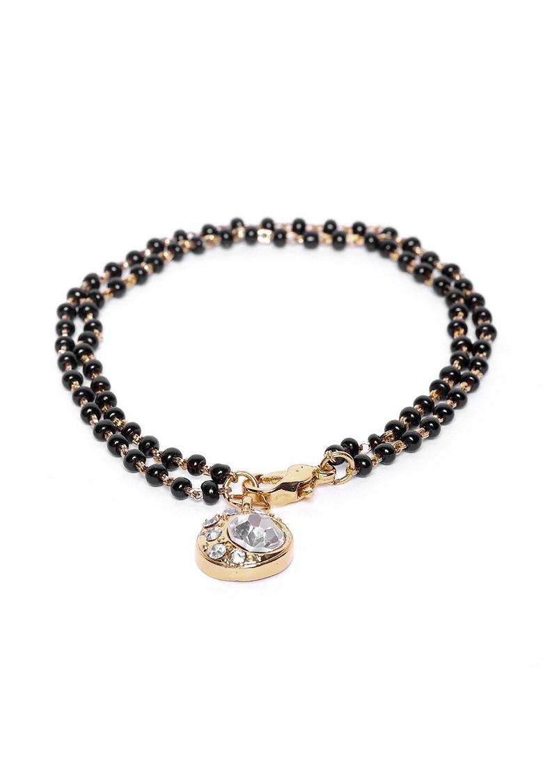 Black Crystals Gold Plated Bangles And Bracelets