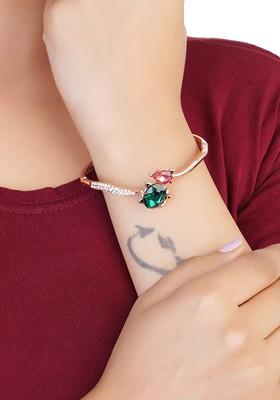 Green Crystals Gold Plated Bracelets