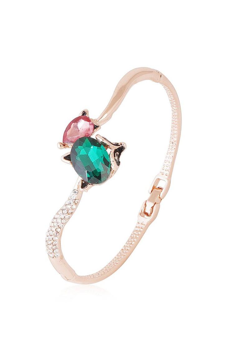 Green Crystals Gold Plated Bracelets