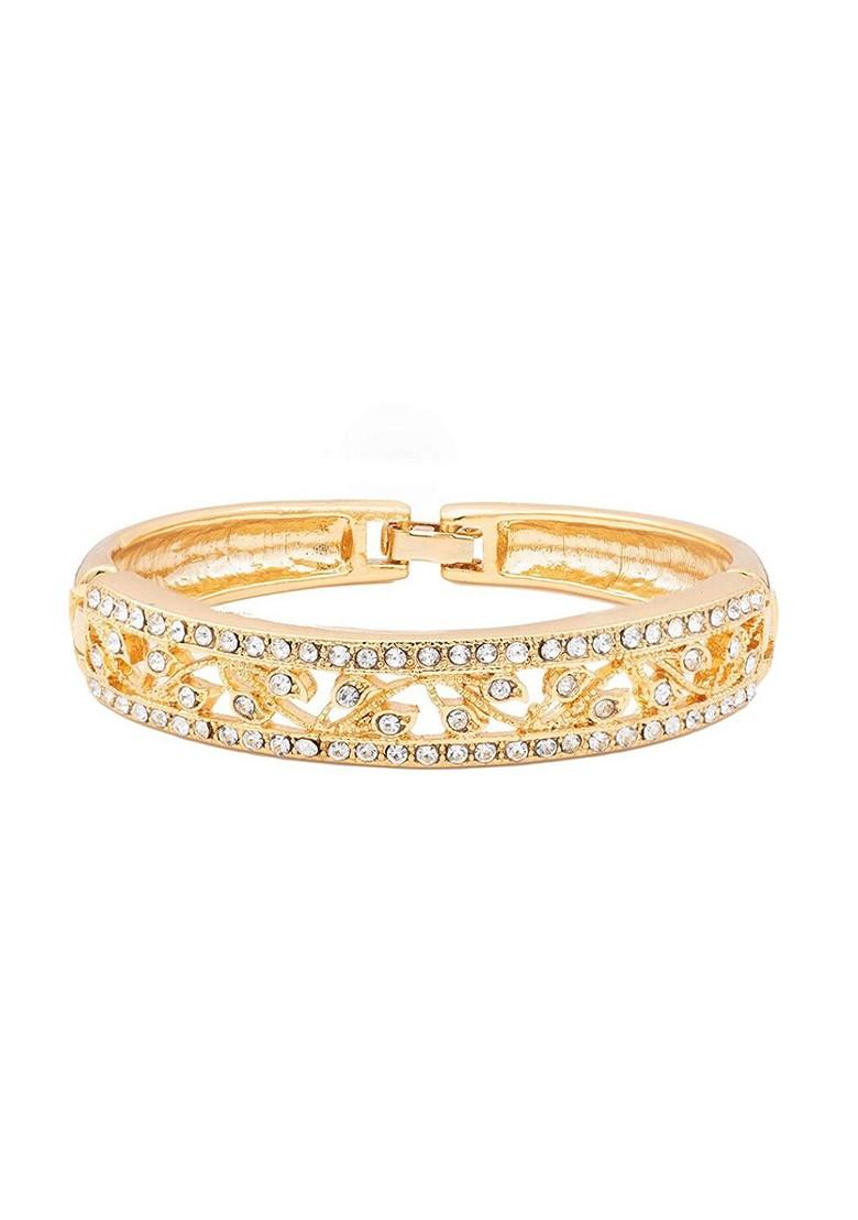 White Crystals Gold Plated Bangles And Bracelets