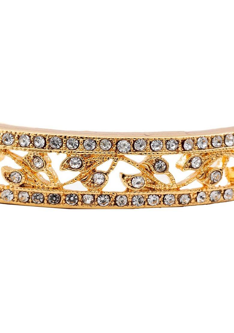 White Crystals Gold Plated Bangles And Bracelets