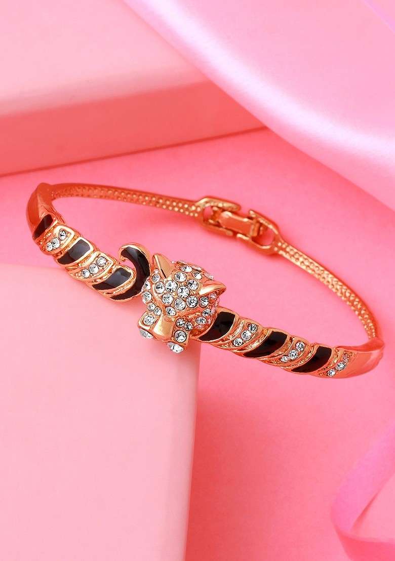 Rose Gold Studded Gold Plated Bangles And Bracelets - Indya