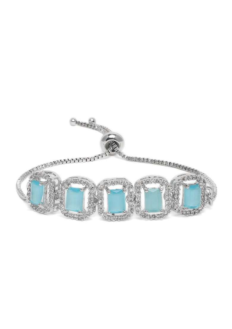 Silver Solid Rhodium Plated Bangles And Bracelets - Indya