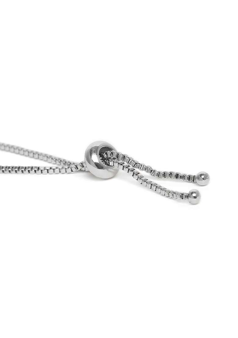 Silver Solid Rhodium Plated Bangles And Bracelets - Indya
