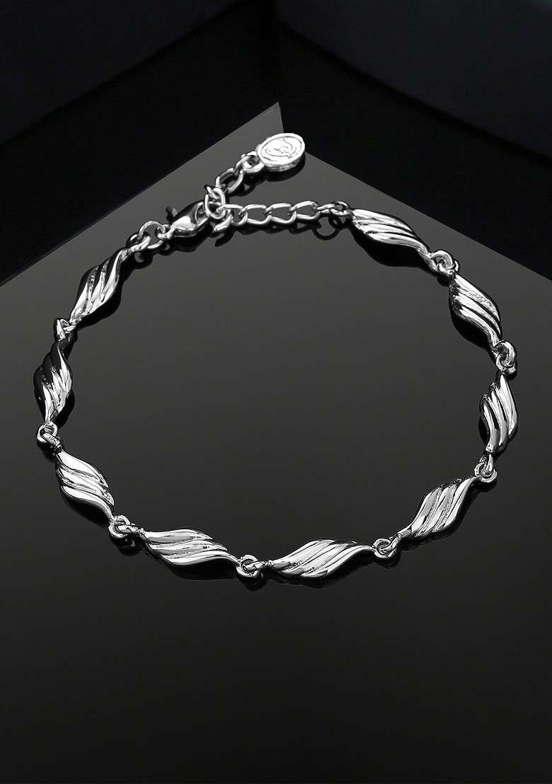 Silver Solid Rhodium Plated Bangles And Bracelets - Indya