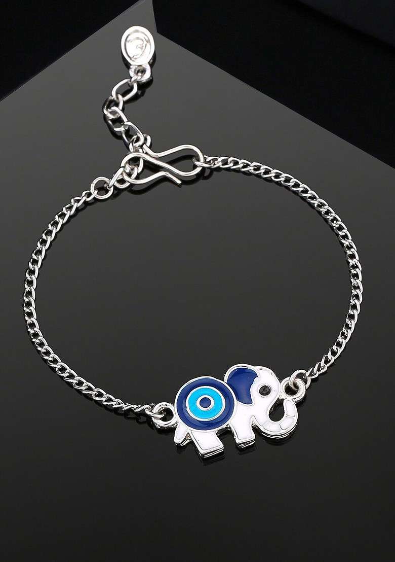 Silver Solid Rhodium Plated Bangles And Bracelets - Indya