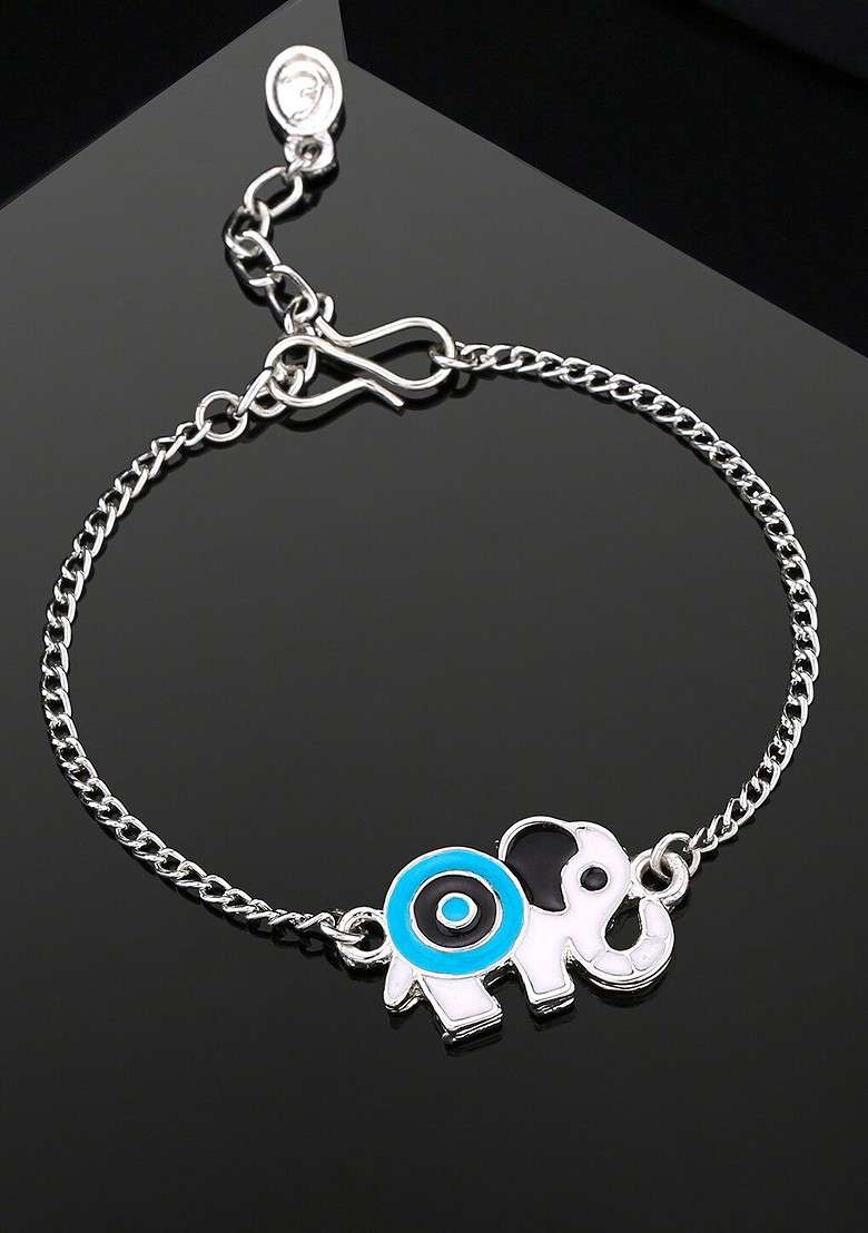 Silver Solid Rhodium Plated Bangles And Bracelets - Indya