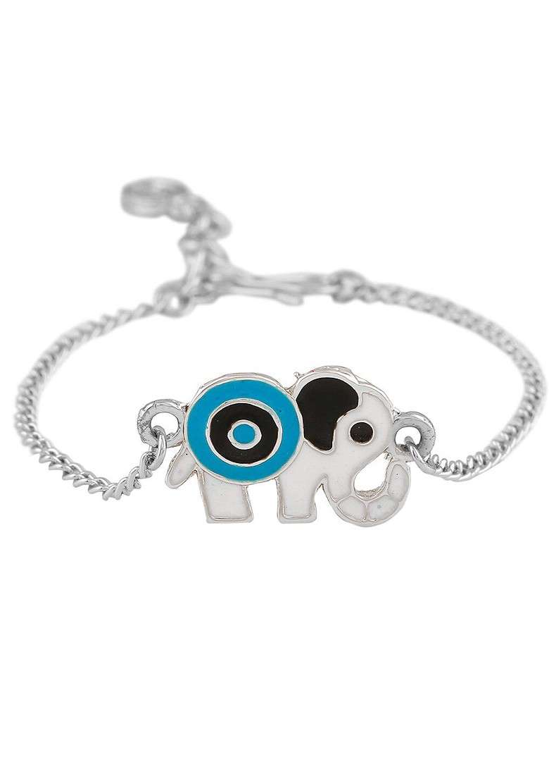 Silver Solid Rhodium Plated Bangles And Bracelets - Indya