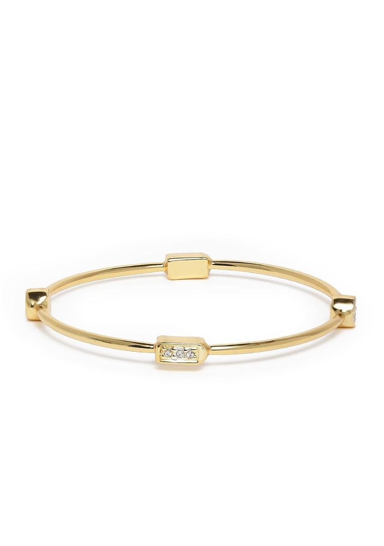 White Crystals Gold Plated Bangles And Bracelets