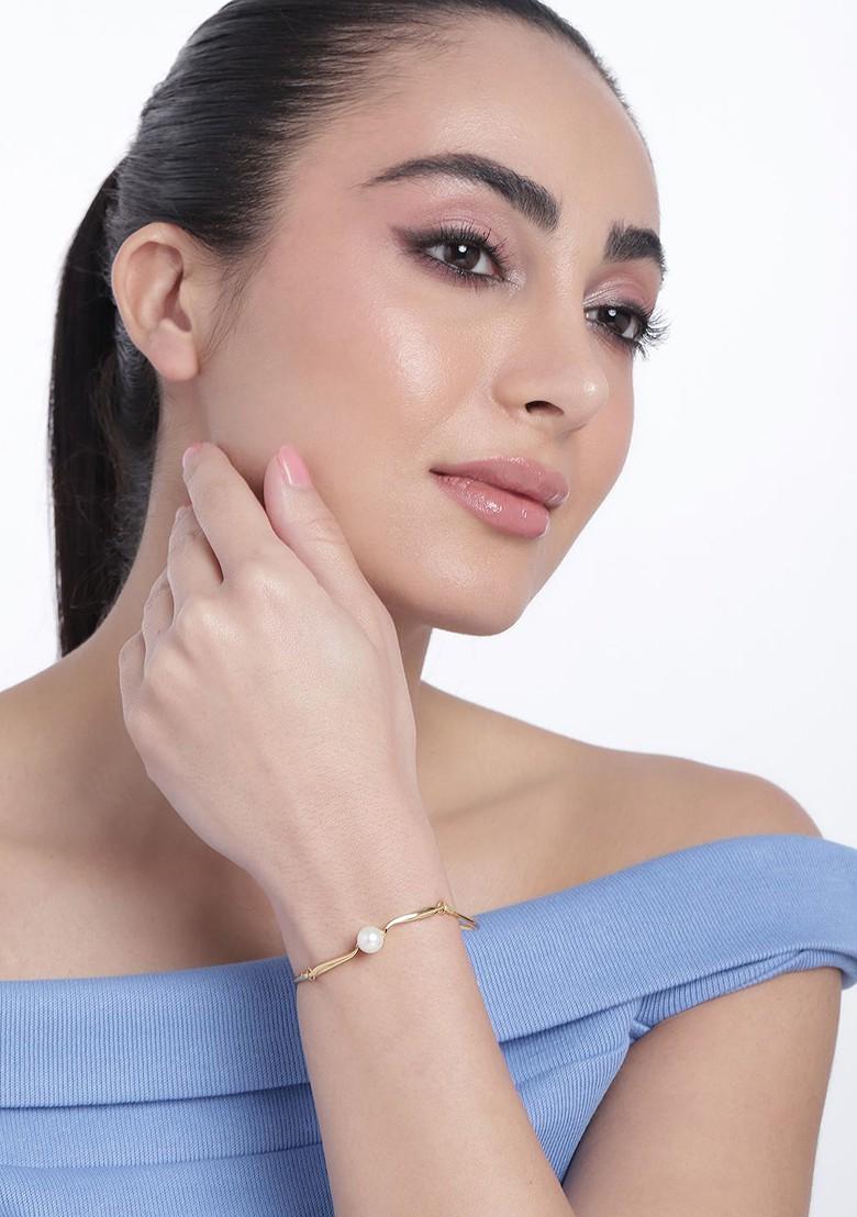 White Solid Gold Plated Bangles And Bracelets