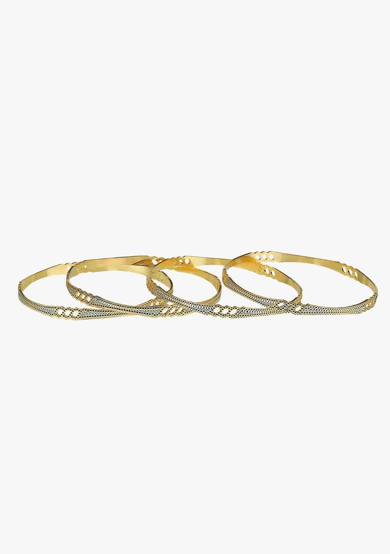 Gold Plain Gold Plated Bangle - Indya