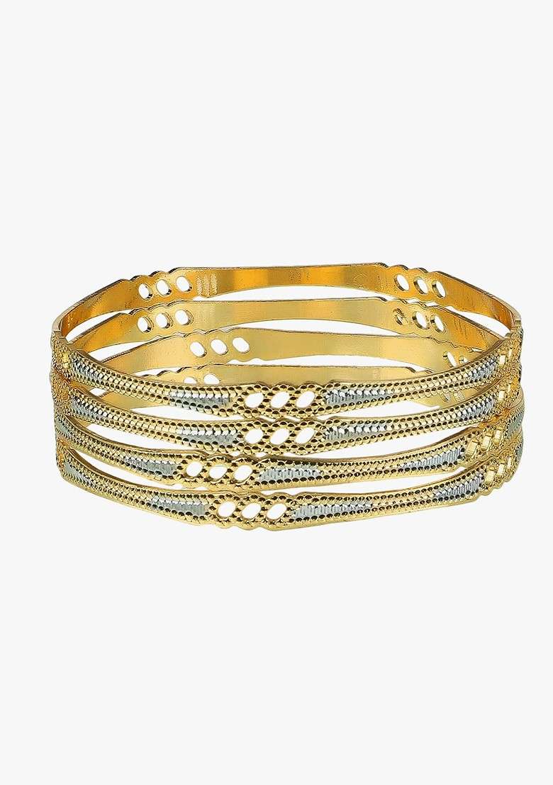 Gold Plain Gold Plated Bangle - Indya