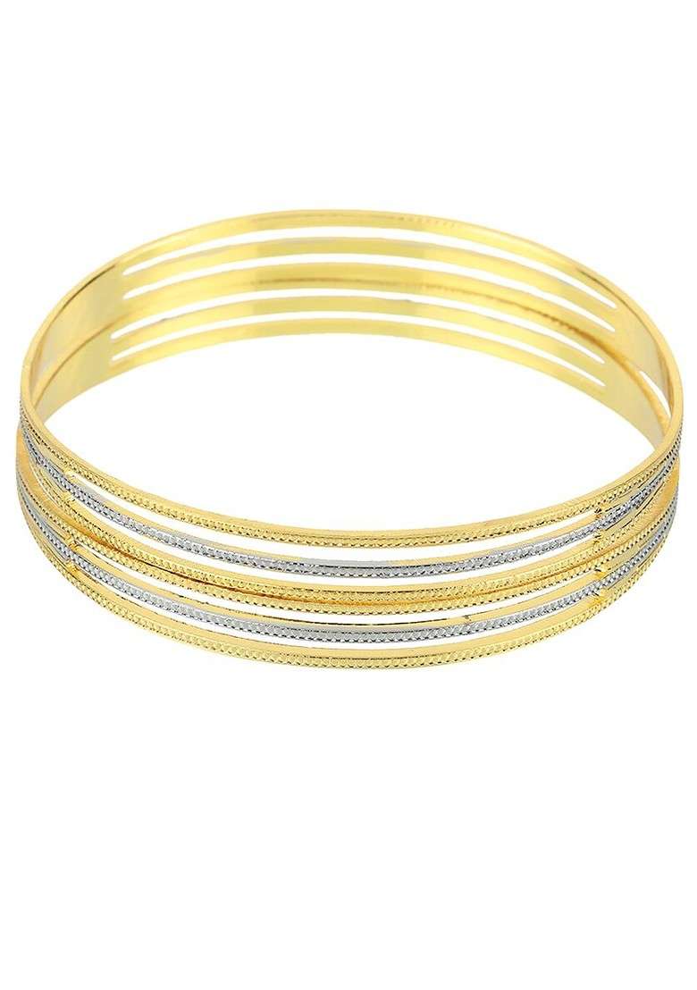 Gold Handcrafted Gold Plated Bangles (Set Of 2) - Indya
