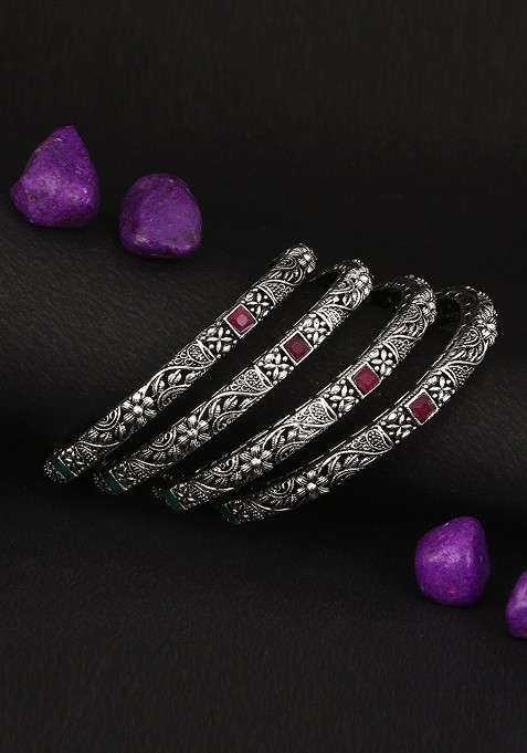 Silver Stone Handcrafted Silver Plated  Bangle