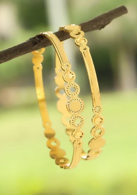 Gold Plain Gold Plated Bangles (Set Of 2)