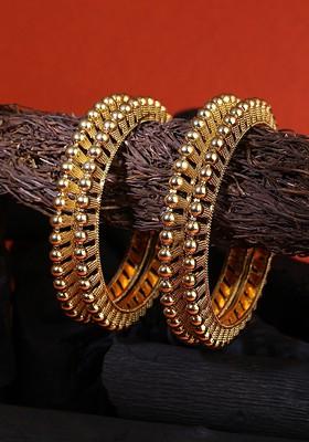 Gold Plain Gold Plated Bangles (Set Of 2)