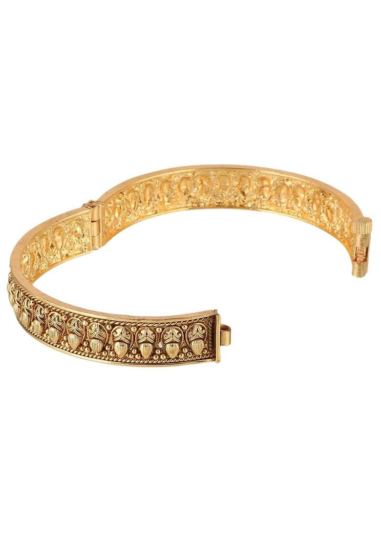 Gold Plain Gold Plated Bangles (Set Of 2) - Indya