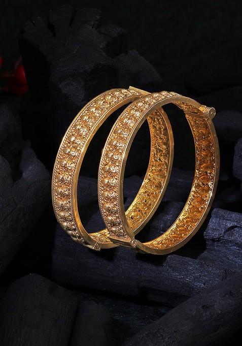 Gold Plain Gold Plated Bangles (Set Of 2)