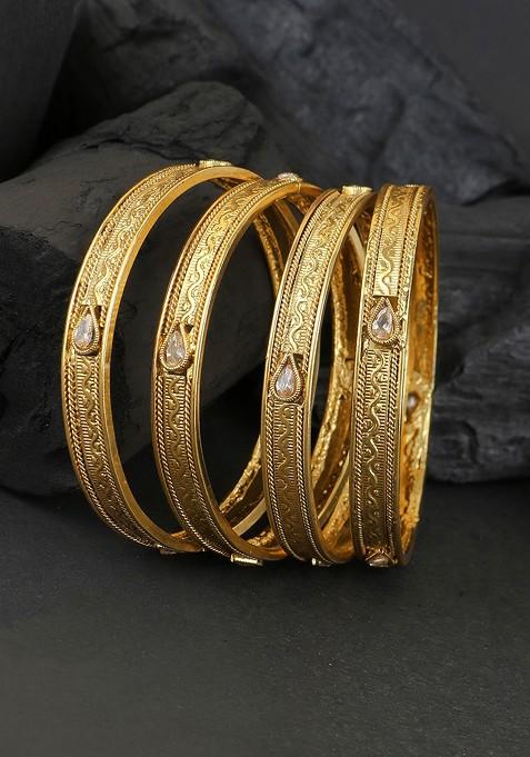 Gold  Stones Studded  Gold Plated Bangle