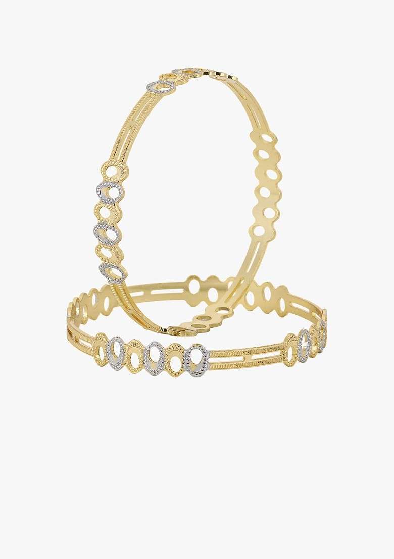 Gold Stone Studded  Gold Plated Bangles (Set Of 2) - Indya