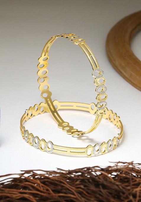 Gold Stone Studded  Gold Plated Bangles (Set Of 2)