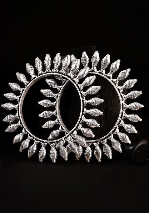 Silver Handcrafted Silver Plated  Bangles (Set Of 2)