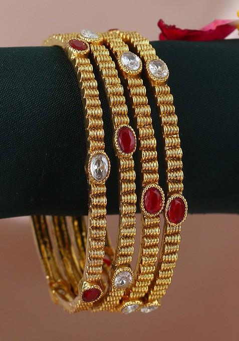 Gold  Stones Studded  Gold Plated Bangle