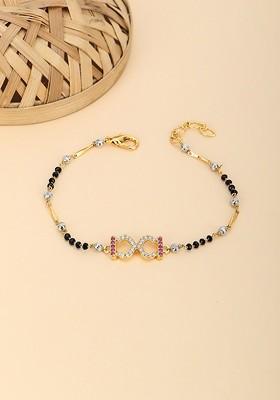 Gold Artificial Stones And Beads Gold Plated Bracelet
