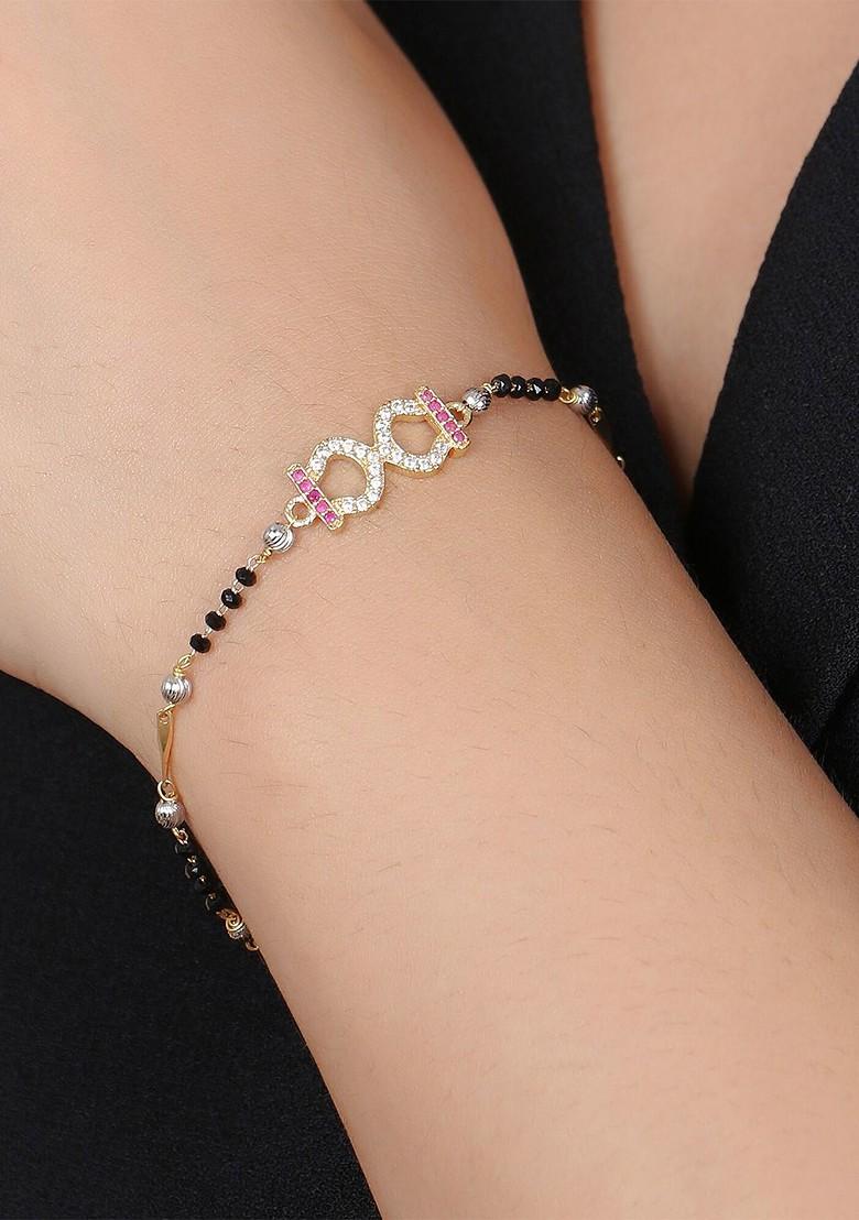 Gold Artificial Stones And Beads Gold Plated Bracelet