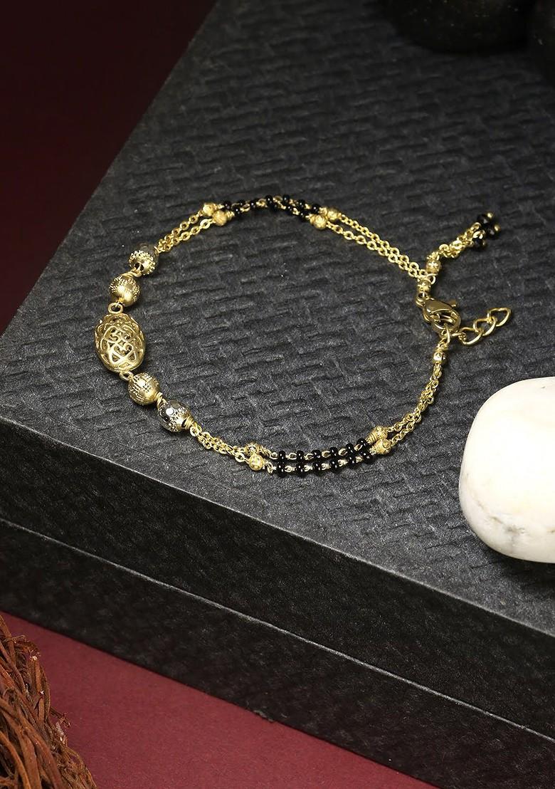 Gold Artificial Stones And Beads Gold Plated Bracelet