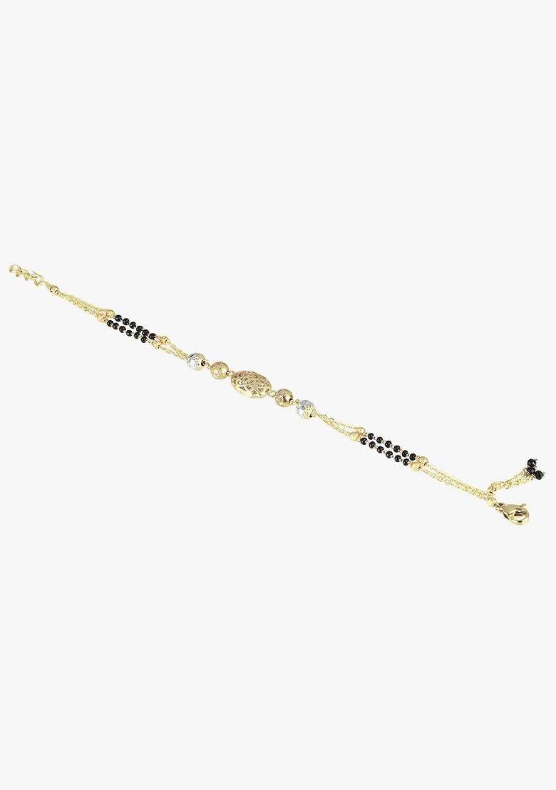 Gold Artificial Stones And Beads Gold Plated Bracelet - Indya