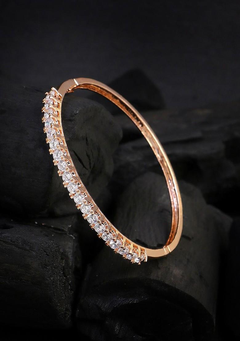 Rose Gold Artificial Stones And Beads Gold Plated Bracelet