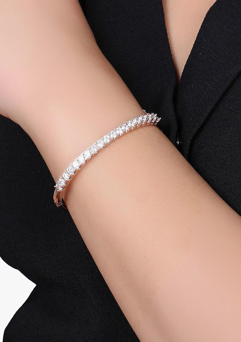 Rose Gold Artificial Stones And Beads Gold Plated Bracelet