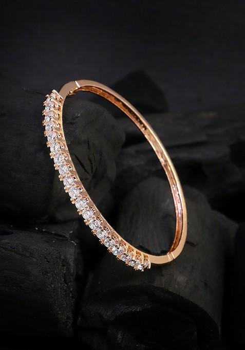 Rose Gold Artificial Stones And Beads Gold Plated Bracelet