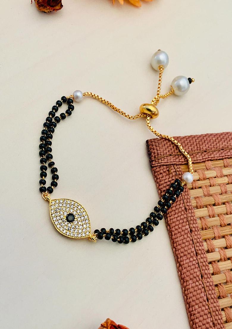 Gold Plated Cubic Zircon American Diamond Mangalsutra - Indya